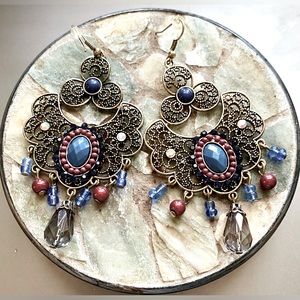 Multi-Color Oversized Bohemian Bling Earrings